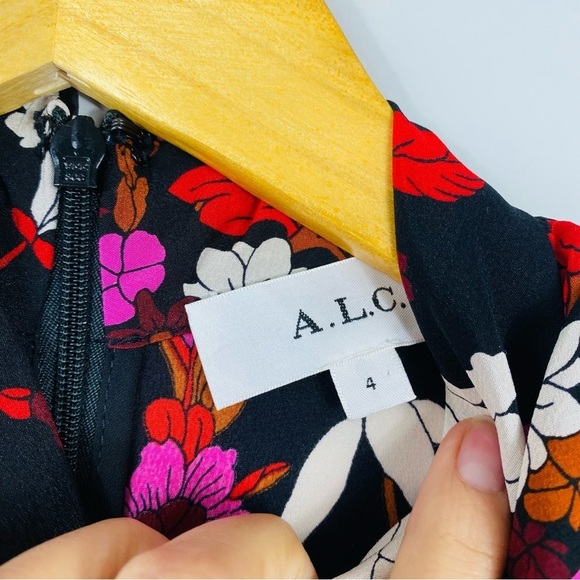 A.L.C Marcel Long Sleeve Ruched Silk Mini Dress Size 4 - Picture 3 of 7